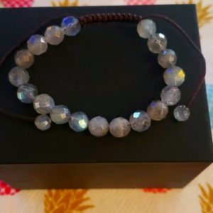 GREY CHALCEDONY BEAD BRACELET